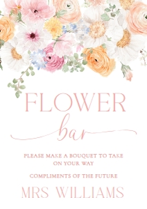 MIL-WHT-7-B2932 - MILLIE FLORAL - WHITE - FLOWER BAR SIGN - A4: MIL-WHT-7-B2932 - MILLIE FLORAL - WHITE - FLOWER BAR SIGN