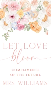 MIL-WHT-6-B2933 - MILLIE FLORAL - WHITE - LET LOVE BLOOM TAG - 5cm x 9cm: MIL-WHT-7-B2932 - MILLIE FLORAL - WHITE - FLOWER BAR SIGN