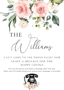 DAR-PNK-7-B2940 - DARCY FLORAL - PINK - AUDIO GUEST BOOK SIGN - 5" x 7": DAR-PNK-7-B2940 - DARCY FLORAL - PINK - AUDIO GUEST BOOK SIGN