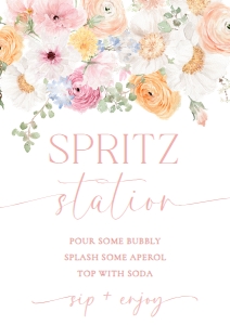 MIL-WHT-7-B2943 - MILLIE FLORAL - WHITE - SPRITZ STATION SIGN - A4: MIL-WHT-7-B2943 - MILLIE FLORAL - WHITE - SPRITZ STATION SIGN