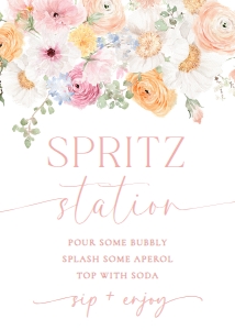 MIL-WHT-7-B2943 - MILLIE FLORAL - WHITE - SPRITZ STATION SIGN - 5" x 7": MIL-WHT-7-B2943 - MILLIE FLORAL - WHITE - SPRITZ STATION SIGN