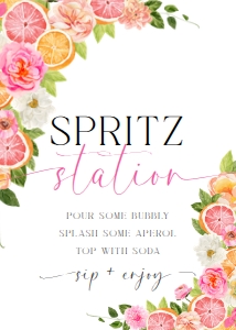 POM-WHT-7-B2945 - POMELO - WHITE - SPRITZ STATION SIGN - 5" x 7": POM-WHT-7-B2945 - POMELO - WHITE - SPRITZ STATION SIGN