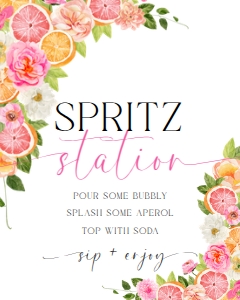 POM-WHT-7-B2945 - POMELO - WHITE - SPRITZ STATION SIGN - 8" x 10": POM-WHT-7-B2945 - POMELO - WHITE - SPRITZ STATION SIGN