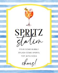 ELE-BLY-7-B2947 - ELLESMERE - BLUE YELLOW - SPRITZ STATION SIGN - 8" x 10": ELE-BLY-7-B2947 - ELLESMERE - BLUE YELLOW - SPRITZ STATION SIGN