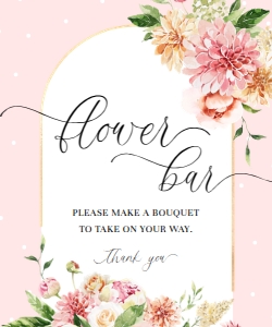 QIN-PNK-7-B1728 - QUINN FLORAL - PINK - FLOWER BAR SIGN - 20" x 24": QIN-PNK-7-B1728 - QUINN FLORAL - PINK - FLOWER BAR SIGN