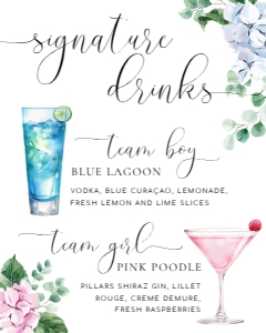 FER-PNB-7-B2965 - FERRAS - PINK BLUE - SIGNATURE DRINKS SIGN - 8" x 10": FER-PNB-7-B2965 - FERRAS - PINK BLUE - SIGNATURE DRINKS SIGN