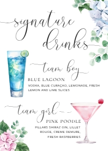 FER-PNB-7-B2965 - FERRAS - PINK BLUE - SIGNATURE DRINKS SIGN - 5" x 7": FER-PNB-7-B2965 - FERRAS - PINK BLUE - SIGNATURE DRINKS SIGN