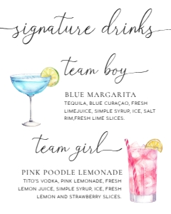 QIN-WHT-7-B2963 - QUINN SCRIPT - WHITE - SIGNATURE DRINKS SIGN - 8" x 10": QIN-WHT-7-B2963 - QUINN SCRIPT - WHITE - SIGNATURE DRINKS SIGN