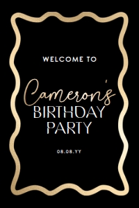 WAV-BKG-3-B2968 - WAVE - BLACK GOLD - WELCOME SIGN - PORTRAIT - 24" x 36": WAV-BKG-3-B2968 - WAVE - BLACK GOLD - WELCOME SIGN