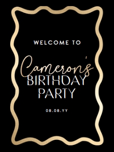 WAV-BKG-3-B2968 - WAVE - BLACK GOLD - WELCOME SIGN - PORTRAIT - 18" x 24": WAV-BKG-3-B2968 - WAVE - BLACK GOLD - WELCOME SIGN