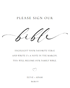 ELE-WHT-7-B2969 - ELLESMERE - WHITE - SIGN OUR BIBLE SIGN - 8" x 10": ELE-WHT-7-B2969 - ELLESMERE - WHITE - SIGN OUR BIBLE SIGN
