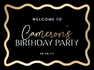 WAV-BKG-3-B2968 - WAVE - BLACK GOLD - WELCOME SIGN - LANDSCAPE - 18" x 24": WAV-BKG-3-B2968 - WAVE - BLACK GOLD - WELCOME SIGN