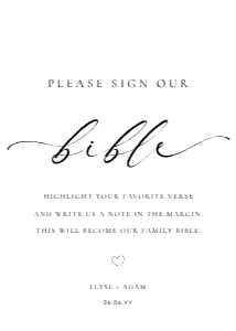 ELE-WHT-7-B2969 - ELLESMERE - WHITE - SIGN OUR BIBLE SIGN - 5" x 7": ELE-WHT-7-B2969 - ELLESMERE - WHITE - SIGN OUR BIBLE SIGN