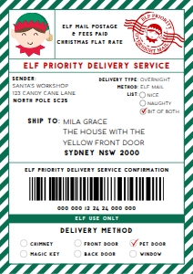 SAW-GRE-6-B2939 - SANTAS WORKSHOP - GREEN - ELF SHIPPING LABEL - A4: SAW-GRE-6-B2939 - SANTAS WORKSHOP - GREEN - ELF SHIPPING LABEL