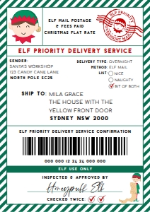 SAW-BGR-6-B2939 - SANTAS WORKSHOP - BOTTLE GREEN - ELF SHIPPING LABEL - A4: SAW-BGR-6-B2939 - SANTAS WORKSHOP - BOTTLE GREEN - ELF SHIPPING LABEL