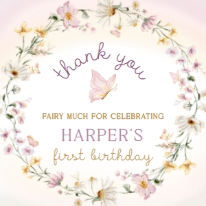 FAR-MLT-6-B2978 - FAIRY - MULTI - THANK YOU TAG - 2" CIRCLE: FAR-MLT-6-B2978 - FAIRY - MULTI - THANK YOU TAG