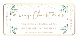 FER-GRE-14-B3009 - FERRAS - GREEN - CHRISTMAS GIFT CERTIFICATE - 4" x 8": FER-GRE-14-B3009 - FERRAS - GREEN - CHRISTMAS GIFT CERTIFICATE