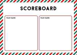 STR-RDG-10-B2966 - STRIPE - RED GREEN - CHRISTMAS FRIENDLY FEUD GAME - SCOREBOARD - 5" x 7": STR-RDG-10-B2966 - STRIPE - RED GREEN - CHRISTMAS FRIENDLY FEUD GAME