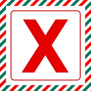 STR-RDG-10-B2966 - STRIPE - RED GREEN - CHRISTMAS FRIENDLY FEUD GAME - STRIKE CARD - 3.5" x 3.5": STR-RDG-10-B2966 - STRIPE - RED GREEN - CHRISTMAS FRIENDLY FEUD GAME