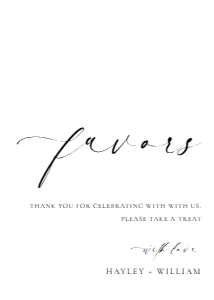 ELE-WHT-7-B3027 - ELLESMERE - WHITE - FAVOURS SIGN - 5" x 7": ELE-WHT-7-B3027 - ELLESMERE - WHITE - FAVOURS SIGN