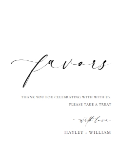 ELE-WHT-7-B3027 - ELLESMERE - WHITE - FAVOURS SIGN - 8" x 10": ELE-WHT-7-B3027 - ELLESMERE - WHITE - FAVOURS SIGN