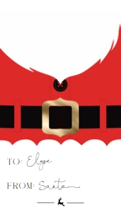 SAN-RED-6-B1257 - SANTA - RED - CHRISTMAS GIFT TAG - 2" x 3.5": SAN-RED-6-B1257 - SANTA - RED - CHRISTMAS FAVOUR TAG