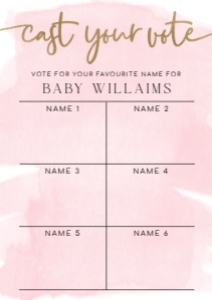 WAT-PNK-7-B3028 - WATERCOLOUR - PINK GOLD - NAME VOTING BOARD - A1: WAT-PNK-7-B3028 - WATERCOLOUR - PINK GOLD - NAME VOTING BOARD