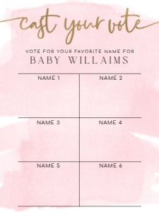 WAT-PNK-7-B3028 - WATERCOLOUR - PINK GOLD - NAME VOTING BOARD - 18" x 24": WAT-PNK-7-B3028 - WATERCOLOUR - PINK GOLD - NAME VOTING BOARD