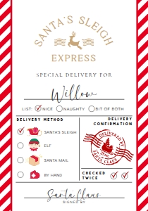 SAW-RED-6-B3030 - SANTA WORKSHOP - RED - SANTA'S SLEIGH EXPRESS GIFT TAG - 3.5" x 5": SAW-RED-6-B3030 - SANTA WORKSHOP - RED - SANTA'S SLEIGH EXPRESS GIFT TAG