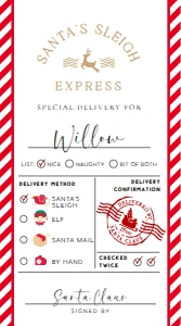 SAW-RED-6-B3030 - SANTA WORKSHOP - RED - SANTA'S SLEIGH EXPRESS GIFT TAG - 5cm x 9cm: SAW-RED-6-B3030 - SANTA WORKSHOP - RED - SANTA'S SLEIGH EXPRESS GIFT TAG