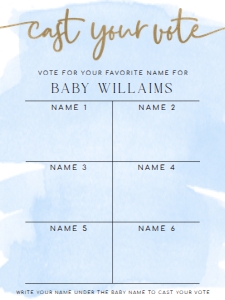 WAT-BLU-7-B3028 - WATERCOLOUR - BLUE GOLD - NAME VOTING BOARD - 18" x 24": WAT-BLU-7-B3028 - WATERCOLOUR - BLUE GOLD - NAME VOTING BOARD