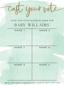 WAT-GRE-7-B3028 - WATERCOLOUR - GREEN GOLD - NAME VOTING BOARD - 18" x 24": WAT-GRE-7-B3028 - WATERCOLOUR - GREEN GOLD - NAME VOTING BOARD