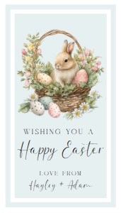 EAS-EGB-6-B3044 - EASTER - EGG BLUE  - EASTER BUNNY TAG - 2" x 3.5": EAS-EGB-6-B3044 - EASTER - EGG BLUE - EASTER BUNNY TAG