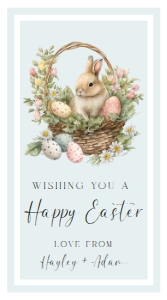 EAS-EGB-6-B3044 - EASTER - EGG BLUE - EASTER BUNNY TAG - 5cm x 9cm: EAS-EGB-6-B3044 - EASTER - EGG BLUE - EASTER BUNNY TAG