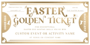 MAR-WHG-14-B3048 - MARGO - WHITE GOLD - EASTER GOLDEN TICKET - 4" x 8": MAR-WHG-14-B3048 - MARGO - WHITE GOLD - EASTER GOLDEN TICKET