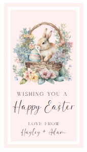 EAS-PNK-6-B3049 - EASTER - PINK - EASTER BUNNY TAG - 2" x 3.5": EAS-PNK-6-B3049 - EASTER - PINK - EASTER BUNNY TAG