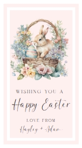 EAS-PNK-6-B3049 - EASTER - PINK - EASTER BUNNY TAG - 5cm x 9cm: EAS-PNK-6-B3049 - EASTER - PINK - EASTER BUNNY TAG