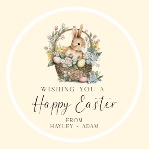 EAS-YEL-6-B3050 - EASTER - YELLOW - EASTER BUNNY TAG - 2.5" CIRCLE: EAS-YEL-6-B3050 - EASTER - YELLOW - EASTER BUNNY TAG