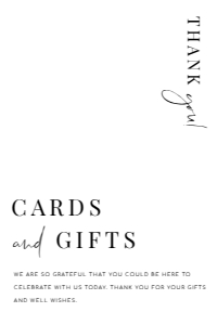 EST-WHT-7-B2100 - ESTELLE - WHITE - CARDS AND GIFTS SIGN - 4" x 6": EST-WHT-7-B2100 - ESTELLE - WHITE - CARDS AND GIFTS SIGN