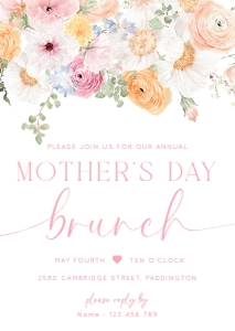 MIL-WHT-1-B3078 - MILLIE FLORAL - WHITE - MOTHER'S DAY BRUNCH INVITATION - A6: MIL-WHT-1-B3078 - MILLIE FLORAL - WHITE - MOTHER'S DAY BRUNCH INVITATION