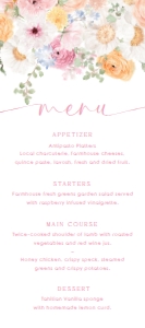MIL-WHT-12-B3079 - MILLIE FLORAL - WHITE - MENU - 4" x 9": MIL-WHT-12-B3079 - MILLIE FLORAL - WHITE - MENU
