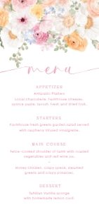 MIL-WHT-12-B3079 - MILLIE FLORAL - WHITE - MENU - DL: MIL-WHT-12-B3079 - MILLIE FLORAL - WHITE - MENU