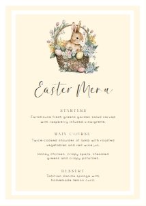 EAS-YEL-12-B3081 - EASTER - YELLOW - EASTER BUNNY MENU - 5" x 7": EAS-YEL-12-B3081 - EASTER - YELLOW - EASTER BUNNY MENU