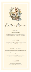 EAS-YEL-12-B3081 - EASTER - YELLOW - EASTER BUNNY MENU - 4" x 9": EAS-YEL-12-B3081 - EASTER - YELLOW - EASTER BUNNY MENU