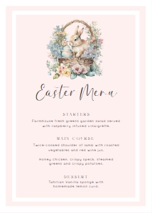 EAS-PNK-12-B3082 - EASTER - PINK - EASTER BUNNY MENU - 5" x 7": EAS-PNK-12-B3082 - EASTER - PINK - EASTER BUNNY MENU