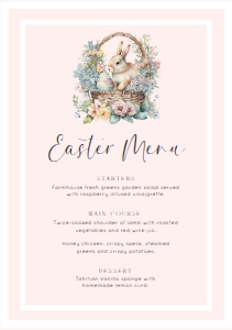 EAS-PNK-12-B3082 - EASTER - PINK - EASTER BUNNY MENU - A5: EAS-PNK-12-B3082 - EASTER - PINK - EASTER BUNNY MENU