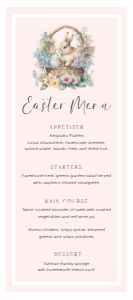 EAS-PNK-12-B3082 - EASTER - PINK - EASTER BUNNY MENU - 4" x 9": EAS-PNK-12-B3082 - EASTER - PINK - EASTER BUNNY MENU