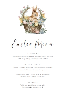 EAS-WHT-12-B3081 - EASTER - WHITE - EASTER BUNNY MENU - A5: EAS-WHT-12-B3081 - EASTER - WHITE - EASTER BUNNY MENU