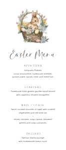 EAS-WHT-12-B3081 - EASTER - WHITE - EASTER BUNNY MENU - 4" x 9": EAS-WHT-12-B3081 - EASTER - WHITE - EASTER BUNNY MENU