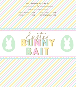 STR-PMT-6-B3096 - STRIPE - PASTEL MULTI - EASTER BUNNY BAIT CHOCOLATE WRAPPER - 5.25" x 6": STR-PMT-6-B3096 - STRIPE - PASTEL MULTI - EASTER BUNNY BAIT CHOCOLATE WRAPPER